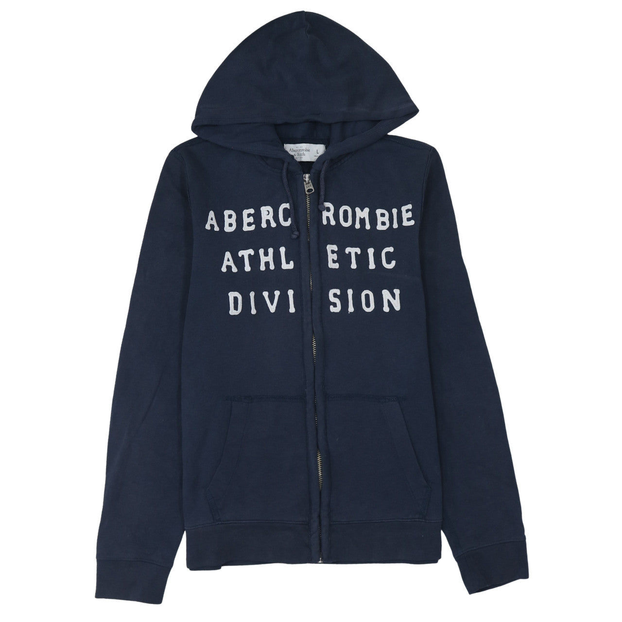 Abercrombie & Fitch Men's Blue Full Zip Hoodie L Logo Athletic