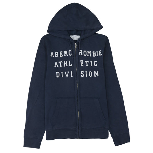 Abercrombie & Fitch Men's Blue Full Zip Hoodie L Logo Athletic