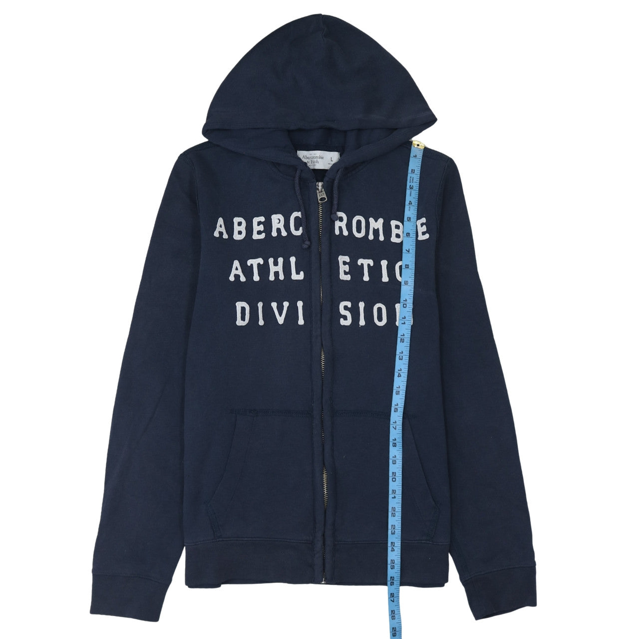 Abercrombie & Fitch Men's Blue Full Zip Hoodie L Logo Athletic
