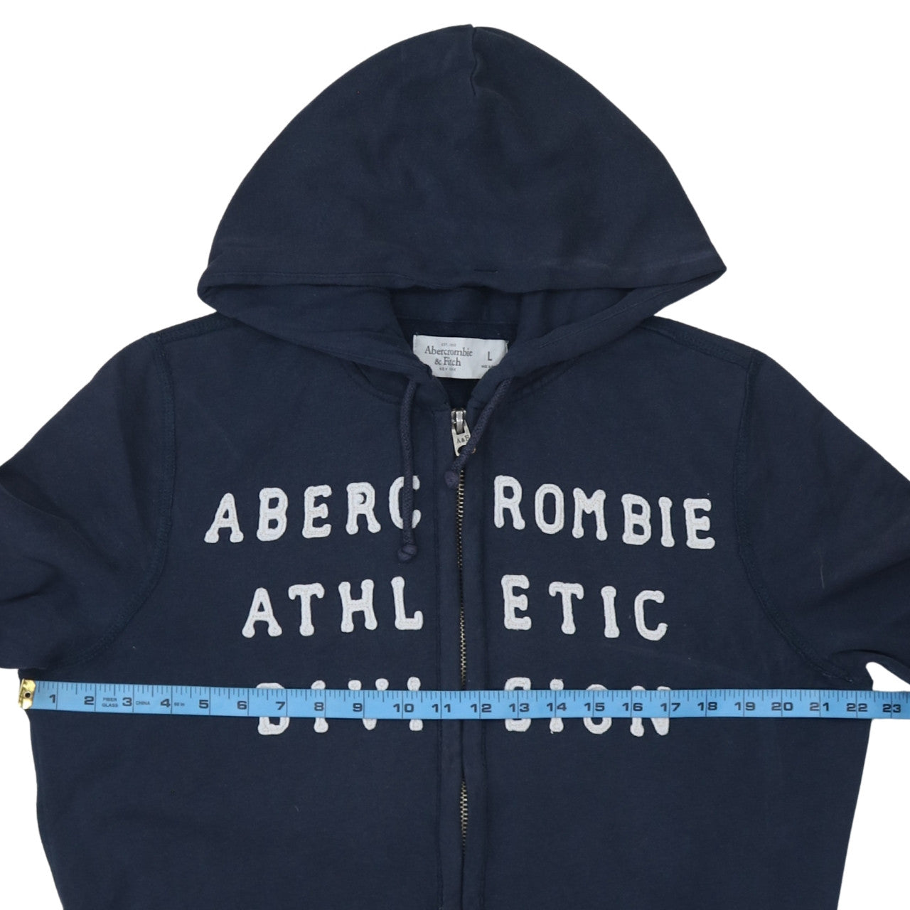 Abercrombie & Fitch Men's Blue Full Zip Hoodie L Logo Athletic