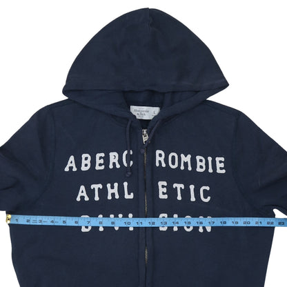 Abercrombie & Fitch Men's Blue Full Zip Hoodie L Logo Athletic