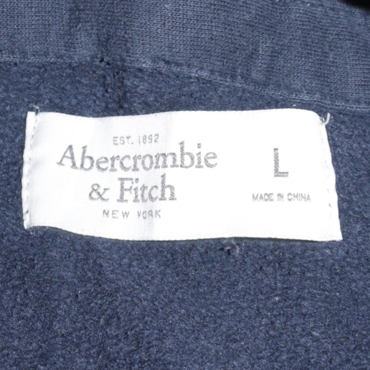 Abercrombie & Fitch Men's Blue Full Zip Hoodie L Logo Athletic