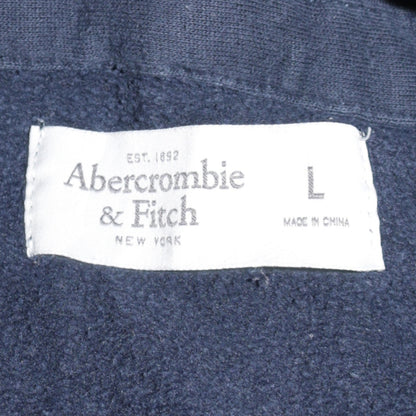Abercrombie & Fitch Men's Blue Full Zip Hoodie L Logo Athletic