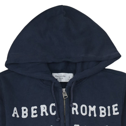 Abercrombie & Fitch Men's Blue Full Zip Hoodie L Logo Athletic