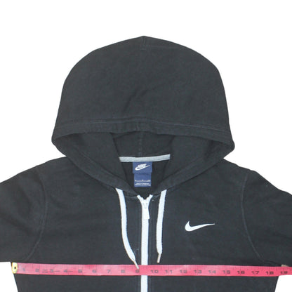 Nike Women's Black Full Zip Hoodie Small Logo Hooded Sweatshirt