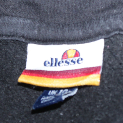 Ellesse Women Black Pullover Hoodie UK 10 Cotton Blend Logo Front
