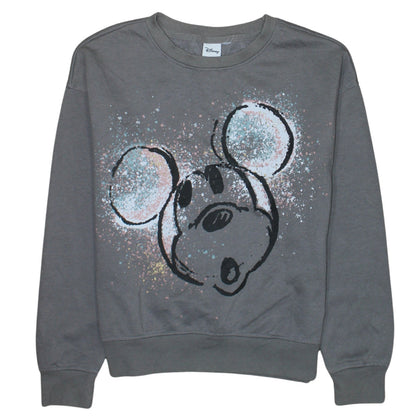 Disney Women’s Grey Mickey Mouse Pullover Sweatshirt 2XS