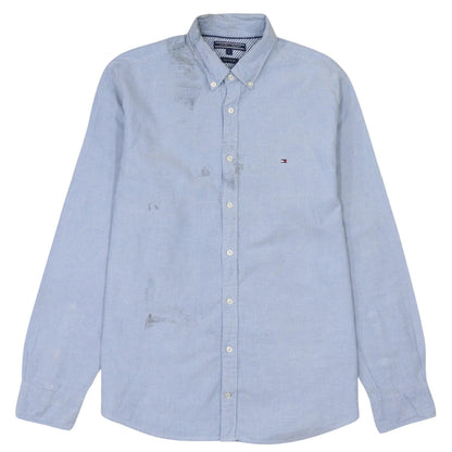 Tommy Hilfiger Men Blue L New York Fit Cotton Button-Down Shirt