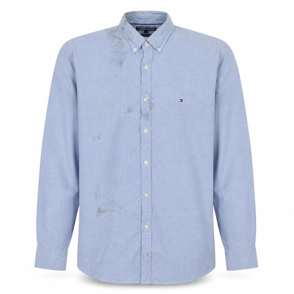Tommy Hilfiger Men Blue L New York Fit Cotton Button-Down Shirt