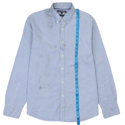 Tommy Hilfiger Men Blue L New York Fit Cotton Button-Down Shirt