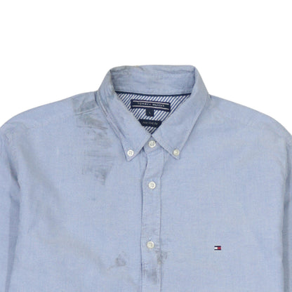 Tommy Hilfiger Men Blue L New York Fit Cotton Button-Down Shirt