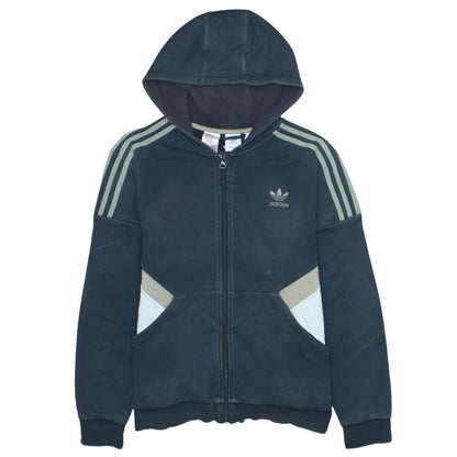 Adidas Boys Black Full Zip Hoodie XL 15-16Y Hooded Sweatshirt
