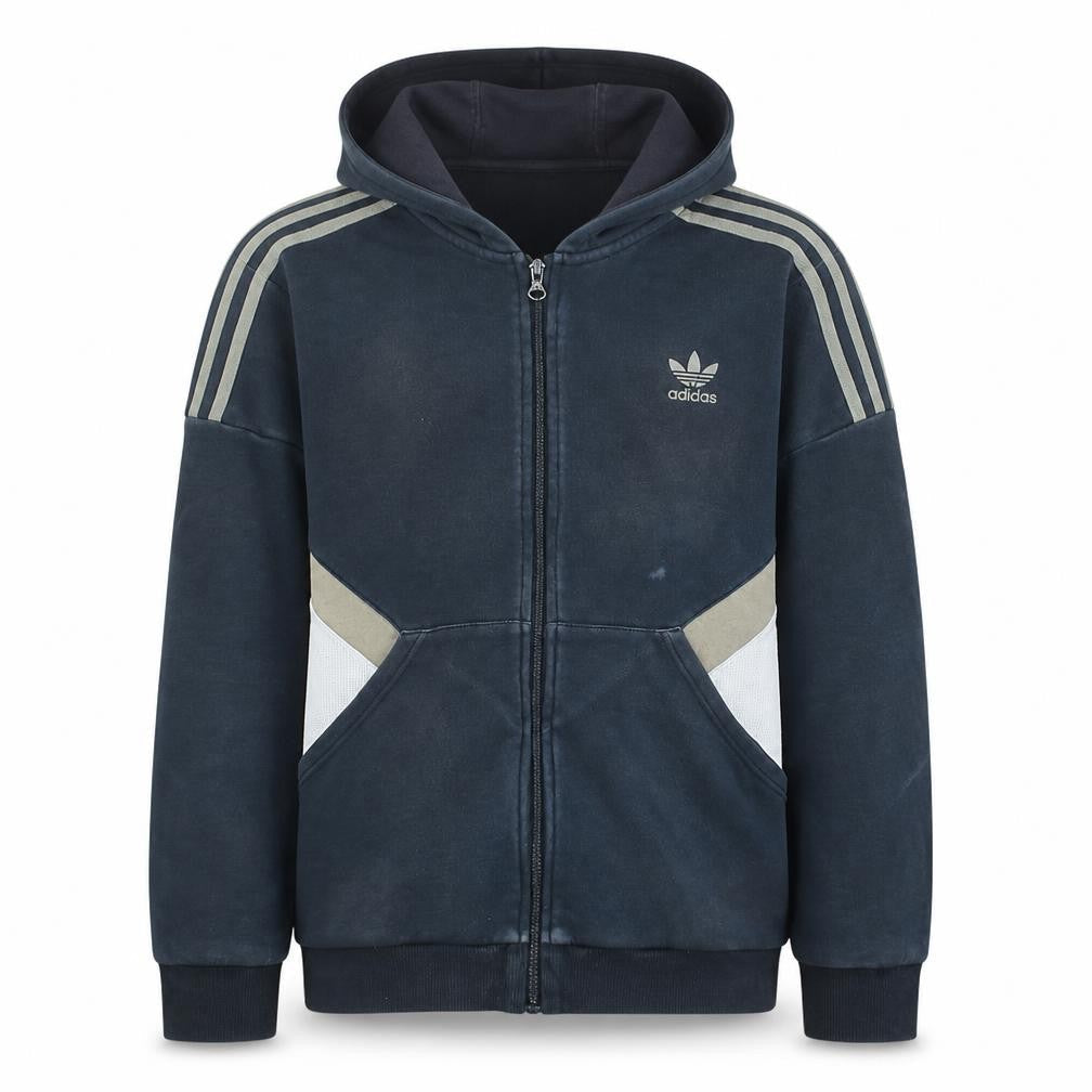 Front view of Adidas boys’ black full zip hoodie xl 15-16y hooded sweatshirt