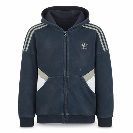 Front view of Adidas boys’ black full zip hoodie xl 15-16y hooded sweatshirt