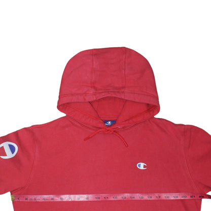 Champion Men's Red Pullover Hoodie Medium Logo Fleece Sweatshirt