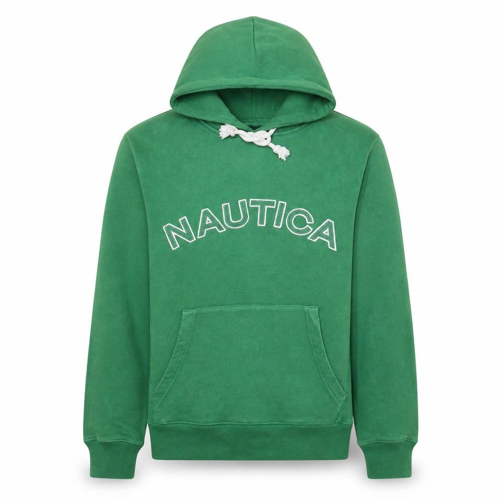 Nautica Men Green Embroidered Pullover Hoodie Size M