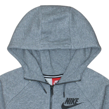 Nike Men Grey Full Zip Hoodie S Regular Fit Logo Sportswear