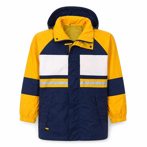 Luciano Men's Blue Yellow Waterproof Anorak Jacket S Retro Outdoor Hooded