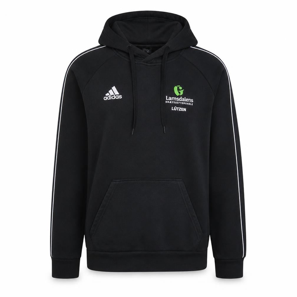 Front view of adidas men’s black pullover hoodie small sports fleece sweatshirt