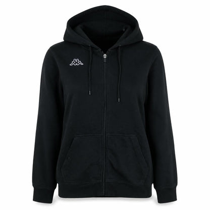 Kappa Women Black Full Zip Hoodie Medium Polyester Cotton
