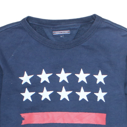 Tommy Hilfiger Boys Navy Sweatshirt Size 164 Graphic Stars Logo Pullover