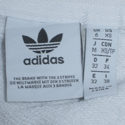 Adidas Womens White Relaxed Fit Crew Neck Logo Sweatshirt XS