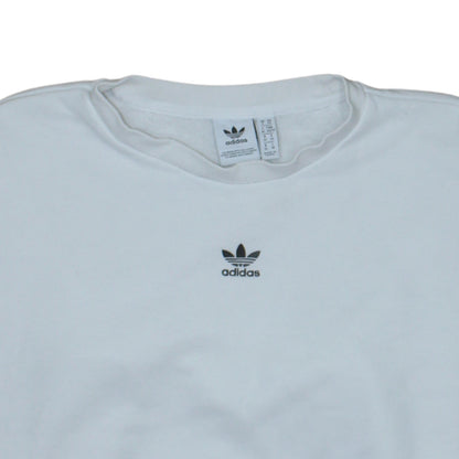 Adidas Womens White Relaxed Fit Crew Neck Logo Sweatshirt XS