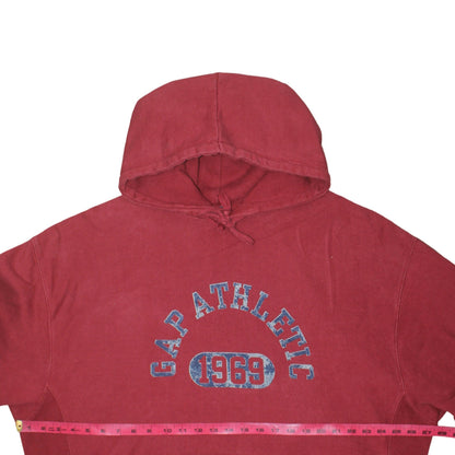 GAP Men's Red Pullover Hoodie XL 1969 Athletic Fleece Graphic Sweatshirt