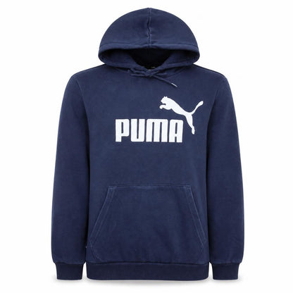 Puma Men Blue Pullover Hoodie Small Logo Fleece Sportswear
