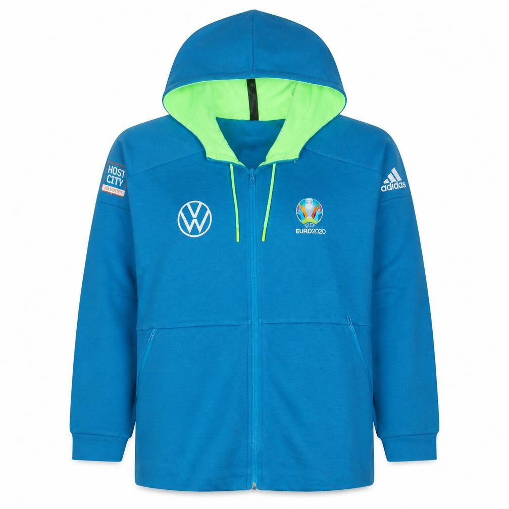 Front view of Adidas Women Blue Full Zip Hoodie, size 16-18, EU2020 Volkswagen Logo