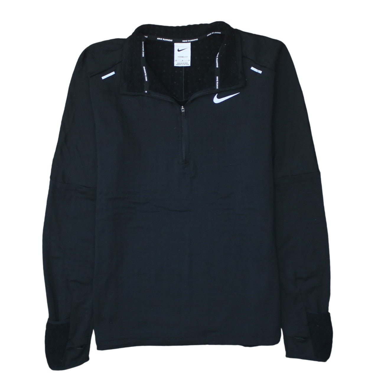 Nike Men's Black Therma-Fit Running 1/4 Zip Long Sleeve Top M