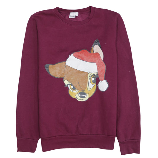 Front view of Disney unisex adults purple christmas graphic sweatshirt, size S