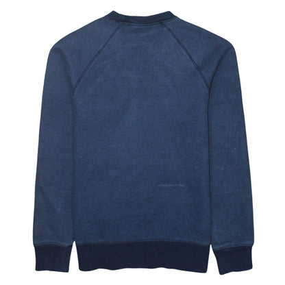 Adidas Men Blue Crew Neck Logo Sweatshirt Size S