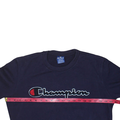 Champion Men's Blue Medium Crew Neck Embroidered Logo Sweatshirt