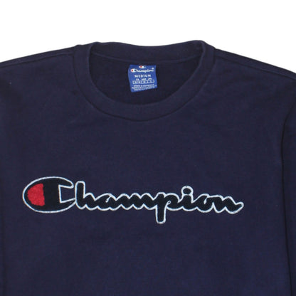Champion Men's Blue Medium Crew Neck Embroidered Logo Sweatshirt