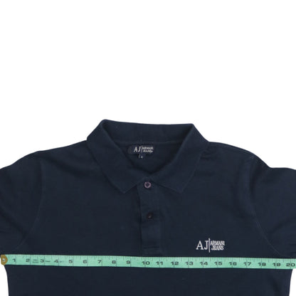 Armani Jeans Men's Blue Long Sleeve Cotton Polo Shirt L