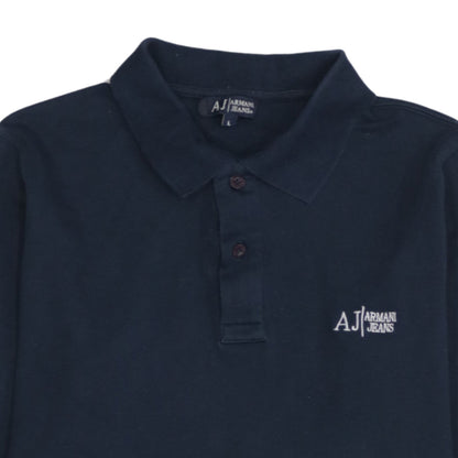 Armani Jeans Men's Blue Long Sleeve Cotton Polo Shirt L