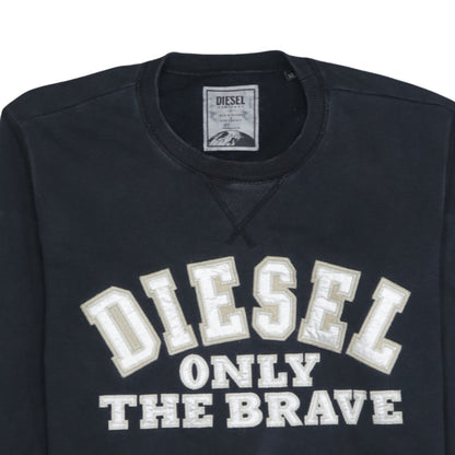 Diesel Mens Black Embroidered Logo Crew Neck Sweatshirt L