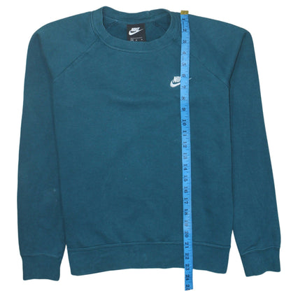 Nike Men's Blue Embroidered Logo Crew Neck Pullover Sweatshirt M