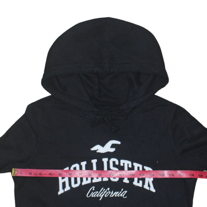 Hollister Men’s Black Pullover Hoodie S Fleece Embroidered Logo
