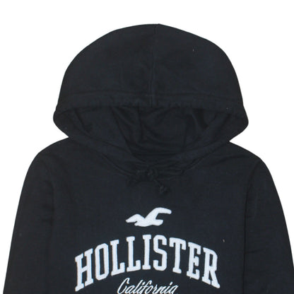 Hollister Men’s Black Pullover Hoodie S Fleece Embroidered Logo