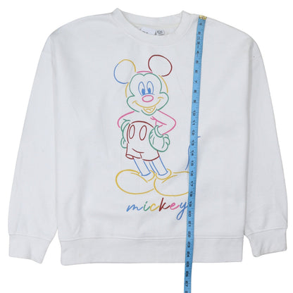 Disney Womens White Mickey Mouse Pullover Sweatshirt Size L 14/16