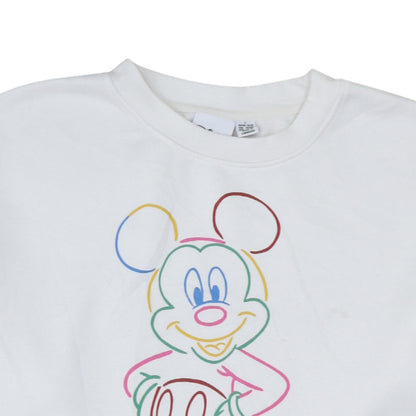 Disney Womens White Mickey Mouse Pullover Sweatshirt Size L 14/16