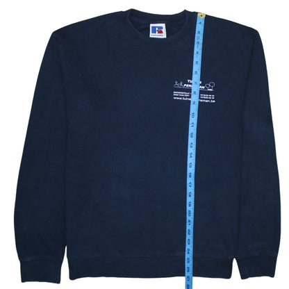 Russell Mens Blue Crew Neck Pullover Sweatshirt L Regular Fit