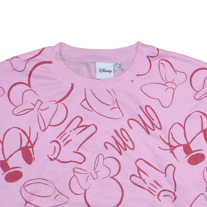 Disney Women Pink Minnie Mouse Print Crew Neck Sweatshirt 2XL