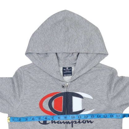 Champion Boys Grey Full Zip Hoodie 11-12 Years Logo Print Cotton Blend