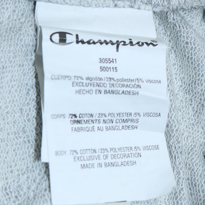 Champion Boys Grey Full Zip Hoodie 11-12 Years Logo Print Cotton Blend