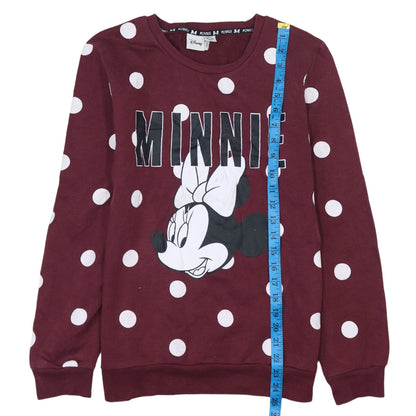 Disney Minnie Mouse Burgundy Polka Dot Sweatshirt XS Women