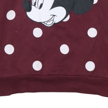 Disney Minnie Mouse Burgundy Polka Dot Sweatshirt XS Women