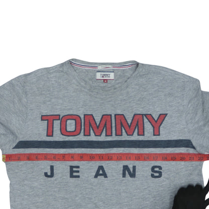 Tommy Jeans Men's Grey Regular Fit Graphic Logo T-Shirt Size M